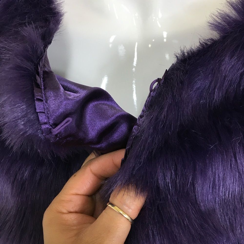 Cache Women's Purple Faux Fur Elegant Wrap Shrug Size S/M - Picture 6 of 10